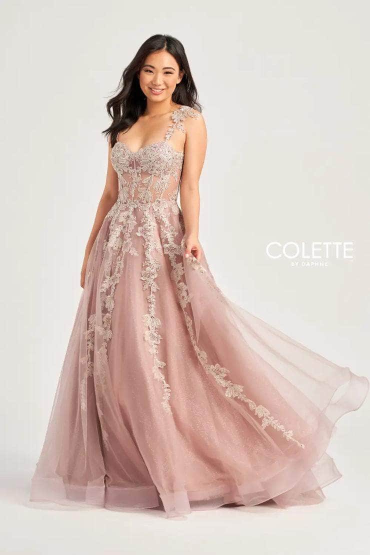 Colette By Daphne CL5165 - Applique Glitter Long Gown - Image 6