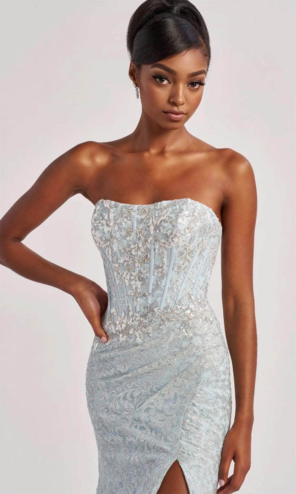 Colette By Daphne CL8595 - Strapless Lace Ornate Gown - Image 3
