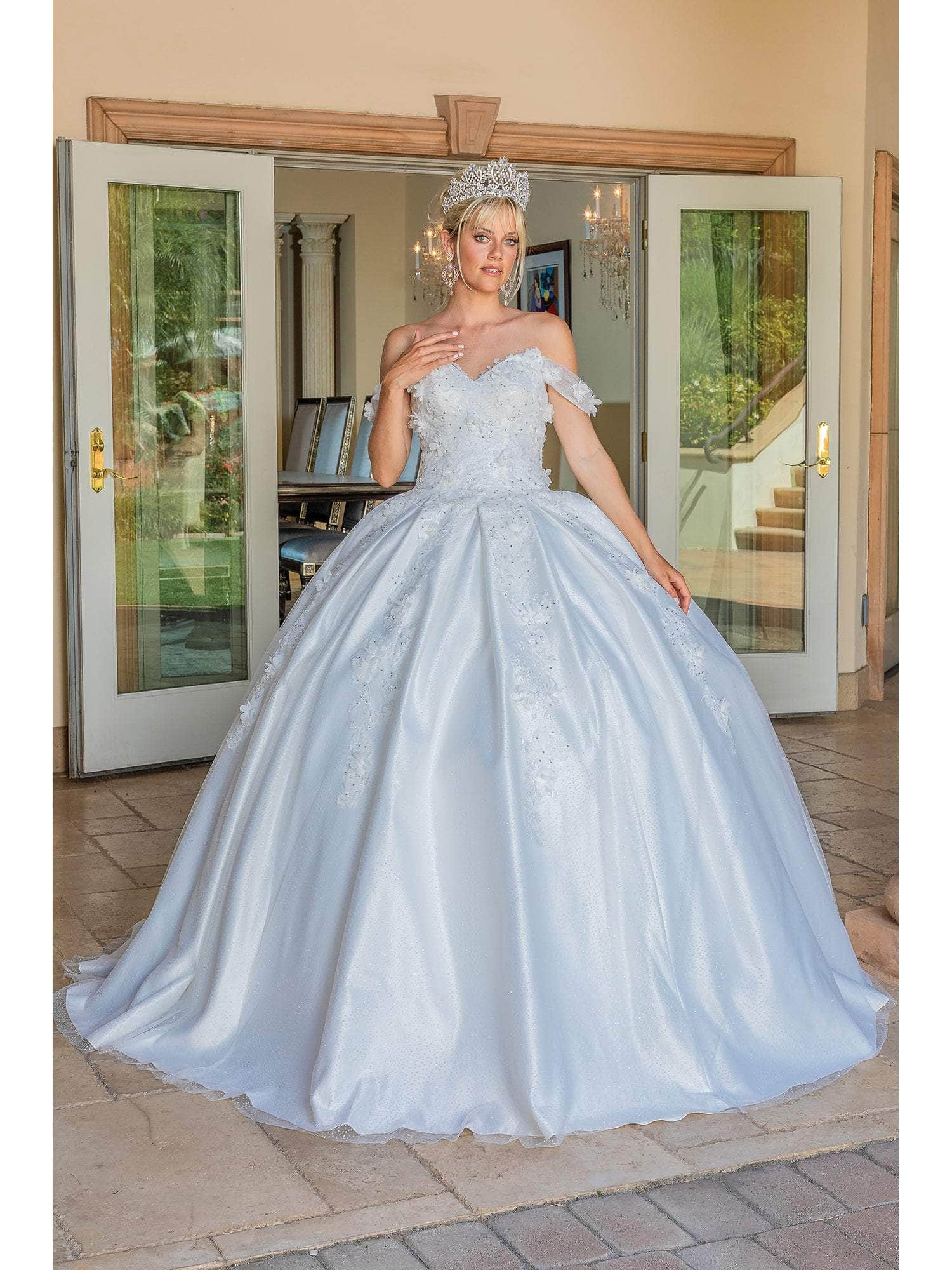 Dancing Queen 0239 - Off-Shoulder 3D Floral Applique Ballgown - Image 3