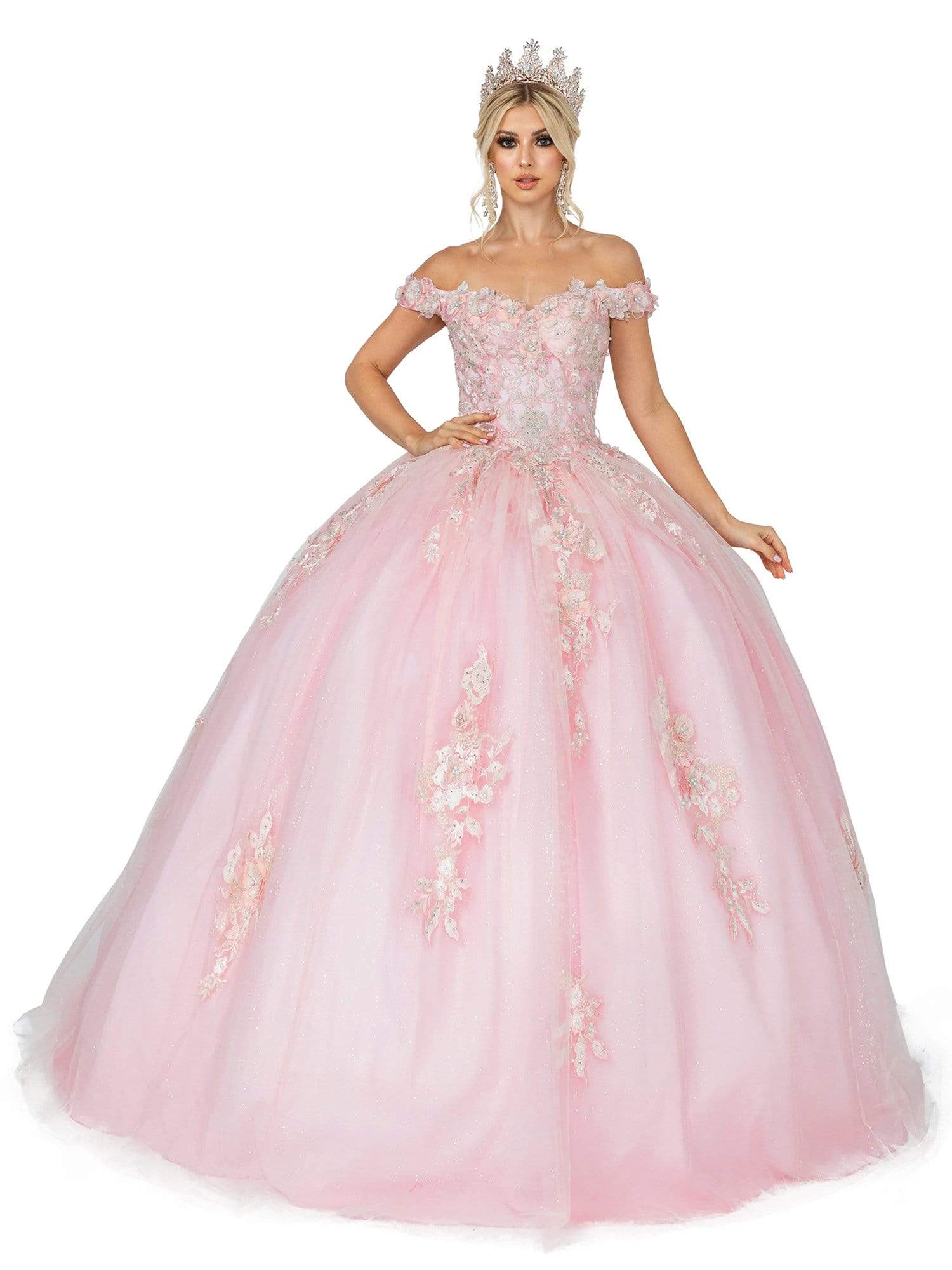 Dancing Queen 1592 - Off Shoulder Appliqued Ballgown - Image 3