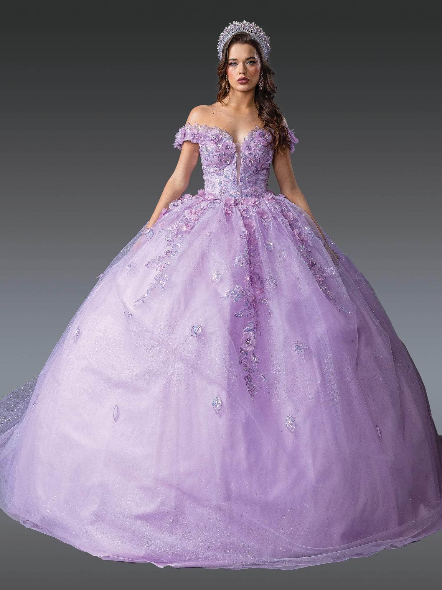 Dancing Queen 1951 - Floral Off Shoulder Lace-Up Gown - Image 3