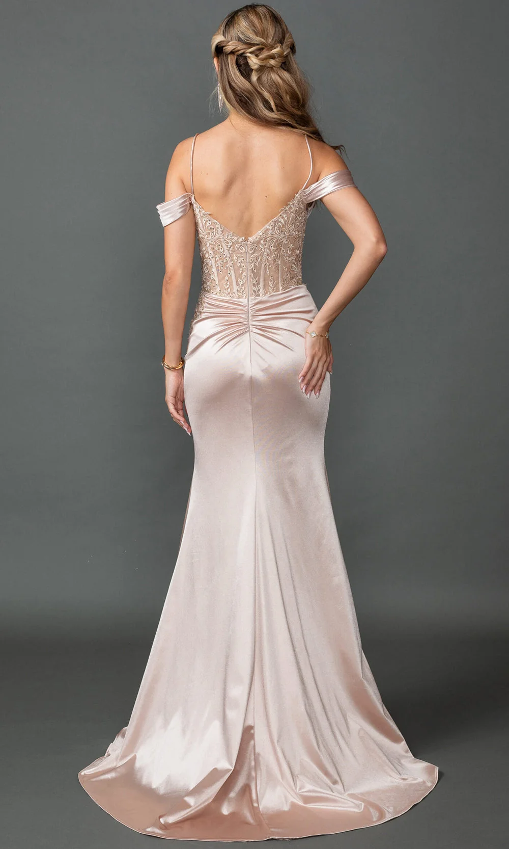 Dancing Queen 4537 - Ruched Satin Corset Evening Dress - Image 2