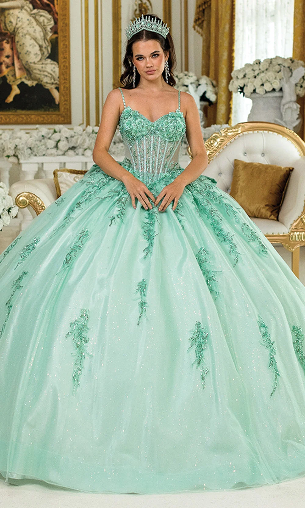 Dancing Queen 5049 - Floral Embroidered Corset Ballgown