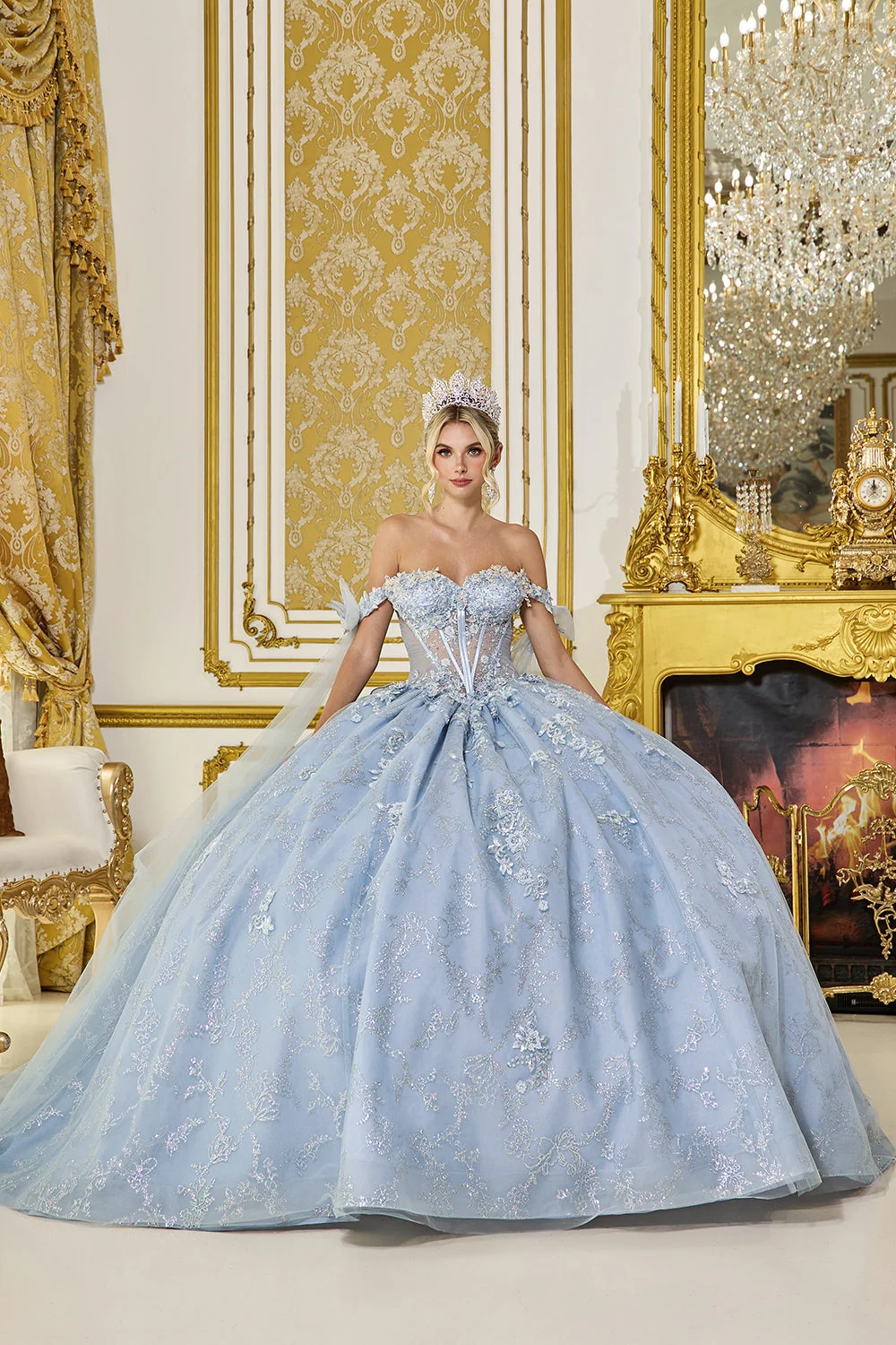Dancing Queen 5074 - Glitter Tulle Butterfly Bow Ballgown - Image 3