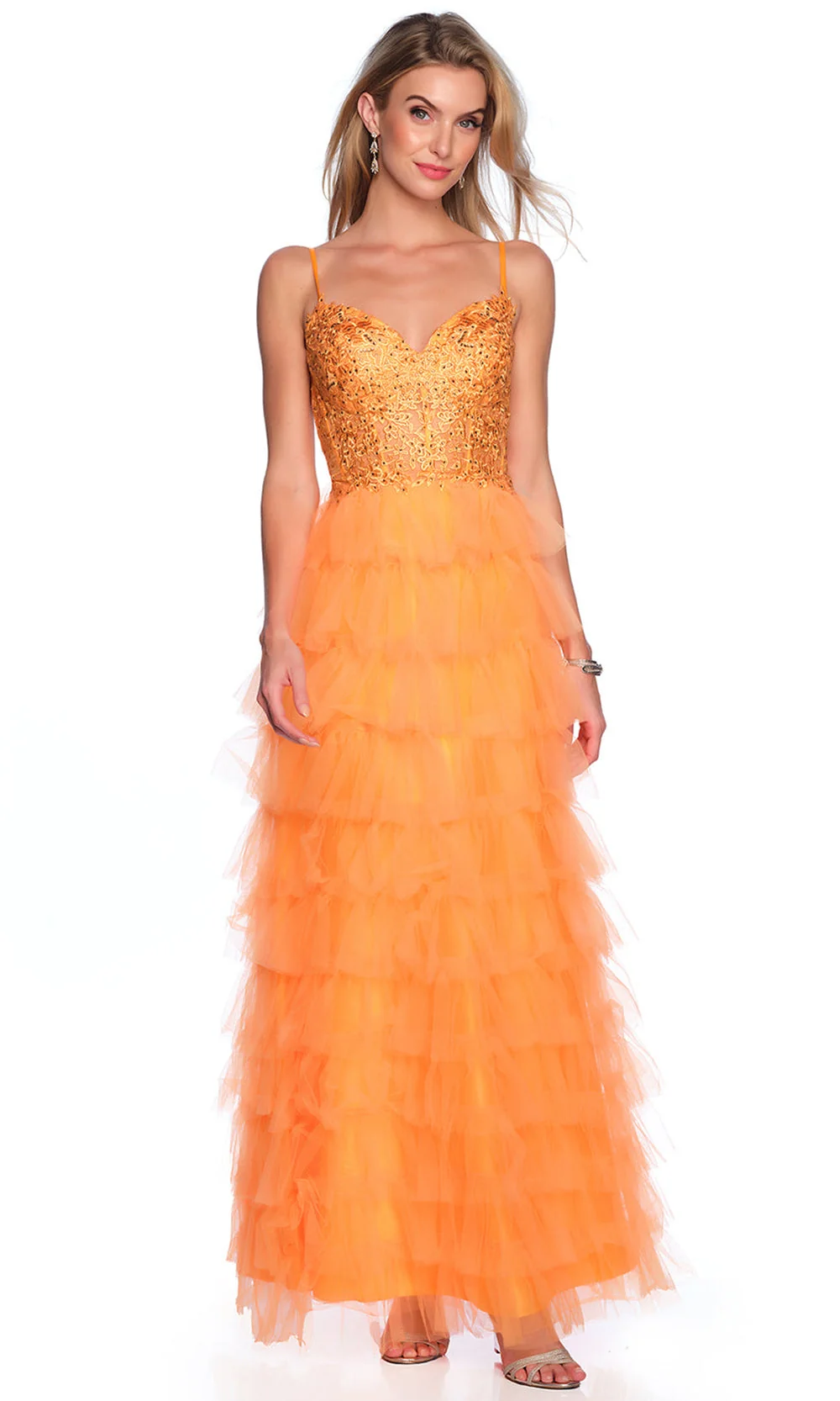 Dave & Johnny 11148 - Lace Corset Top Tiered Dress - Image 5