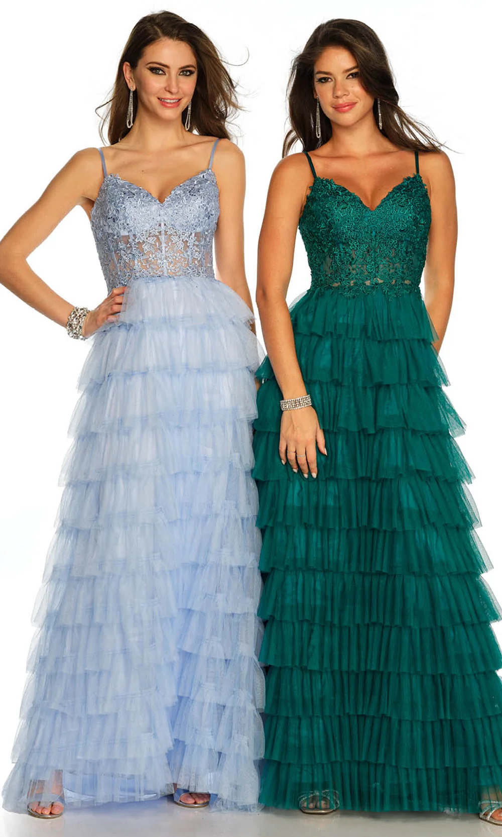 Dave & Johnny 11148 - Lace Corset Top Tiered Dress - Image 8