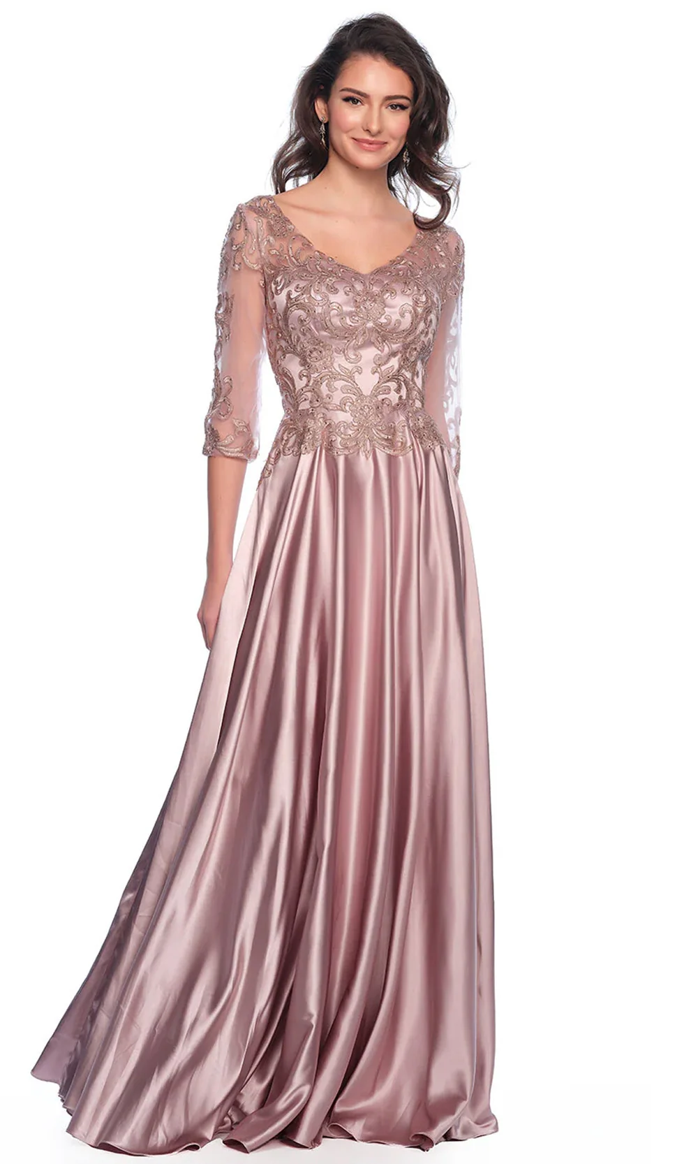 Dave & Johnny 11362 - Illusion Sleeve A-Line Formal Dress - Image 3