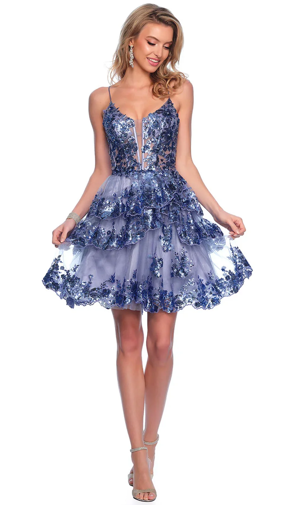Dave & Johnny 11961 - Sequined Lace-Up Back Cocktail Dress