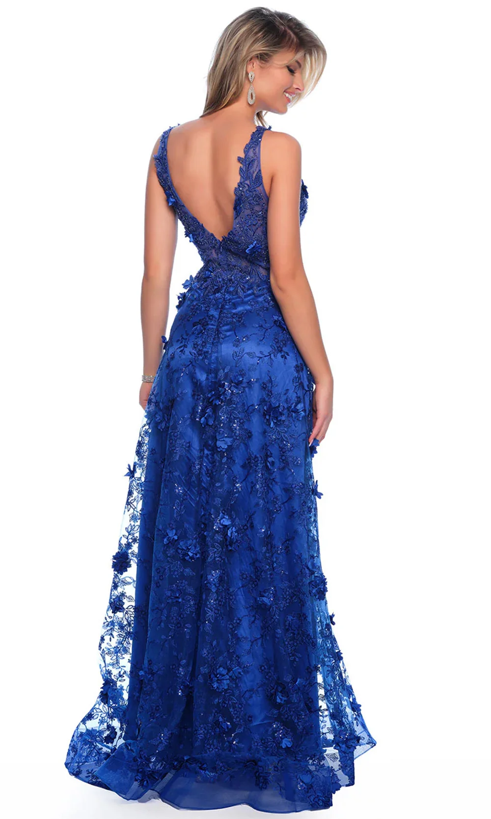 Dave & Johnny 12061 - 3D Floral Sleeveless Evening Dress - Image 2