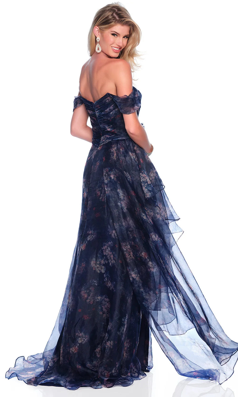 Dave & Johnny 12336 - Ruffle Sash Sweetheart Printed Dress - Image 2
