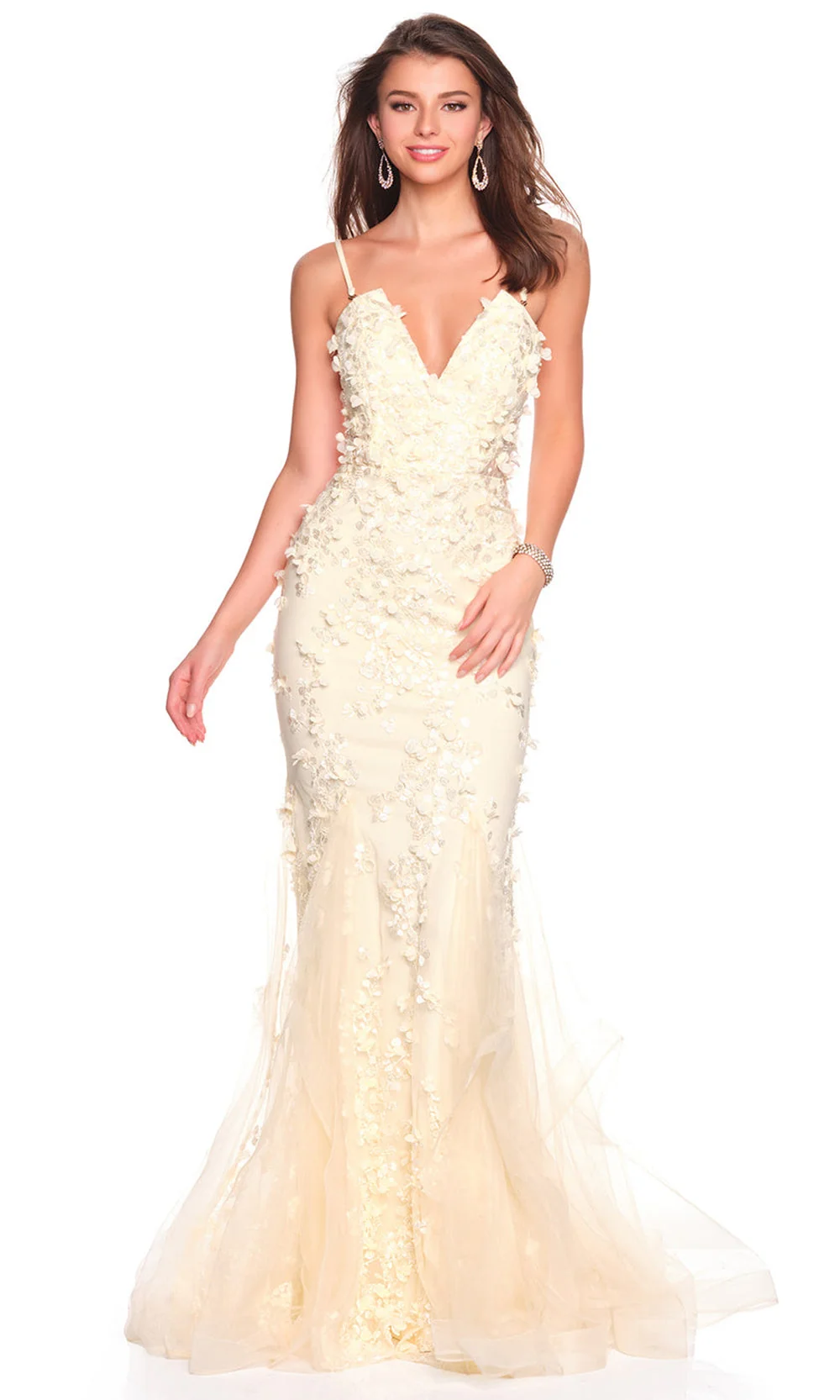 Dave & Johnny 12912 - Mermaid Sleeveless Dress with 3D Florals - Image 2