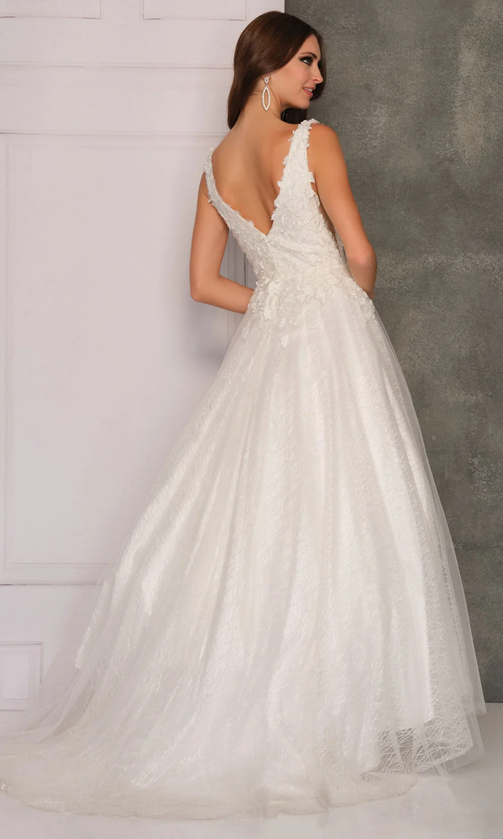 Dave & Johnny A10288W - Wide Strap Embroidered V-Neckline Dress - Image 5