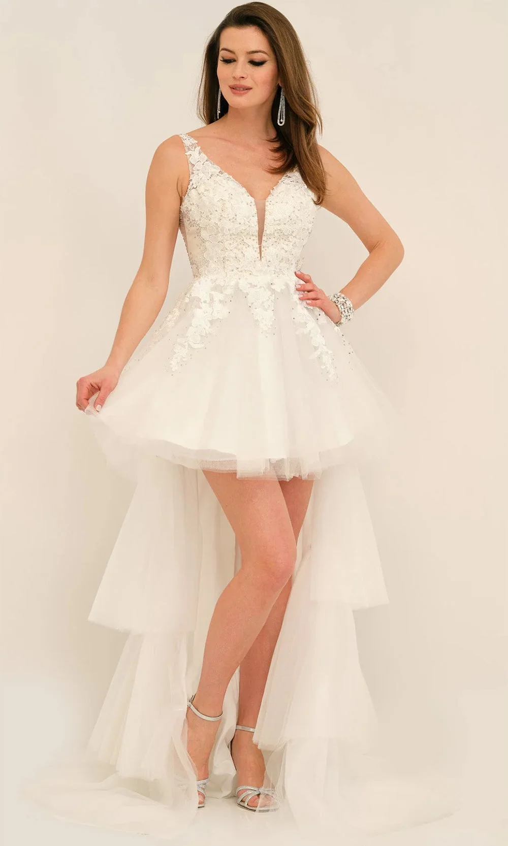 Dave & Johnny Bridal 11205 - Embroidered High Low Bridal Gown - Image 3