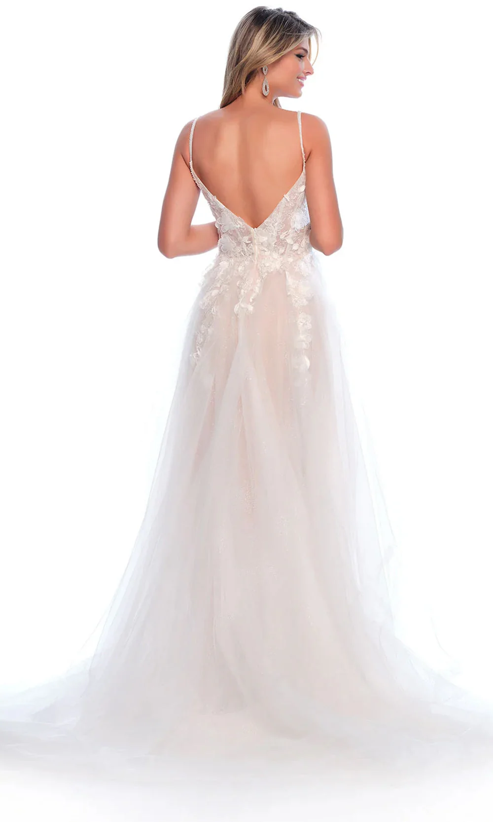Dave & Johnny Bridal 12113 - Plunging Applique Bridal Gown - Image 2