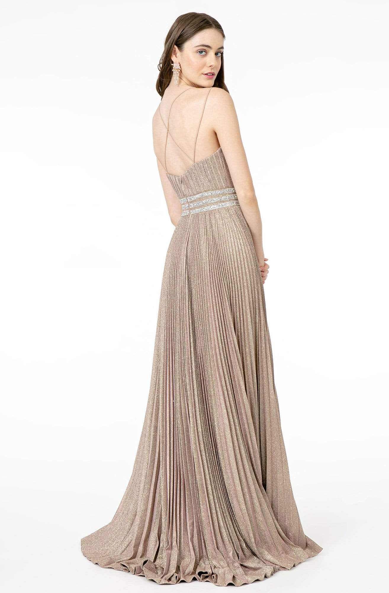 Elizabeth K GL2905 - Deep V Metallic Gown - Image 2