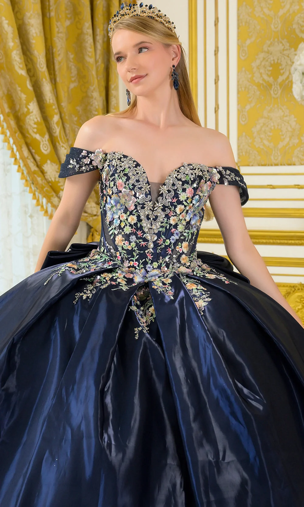 Elizabeth K GL3792 - Off Shoulder Applique Quinceanera Gown - Image 3