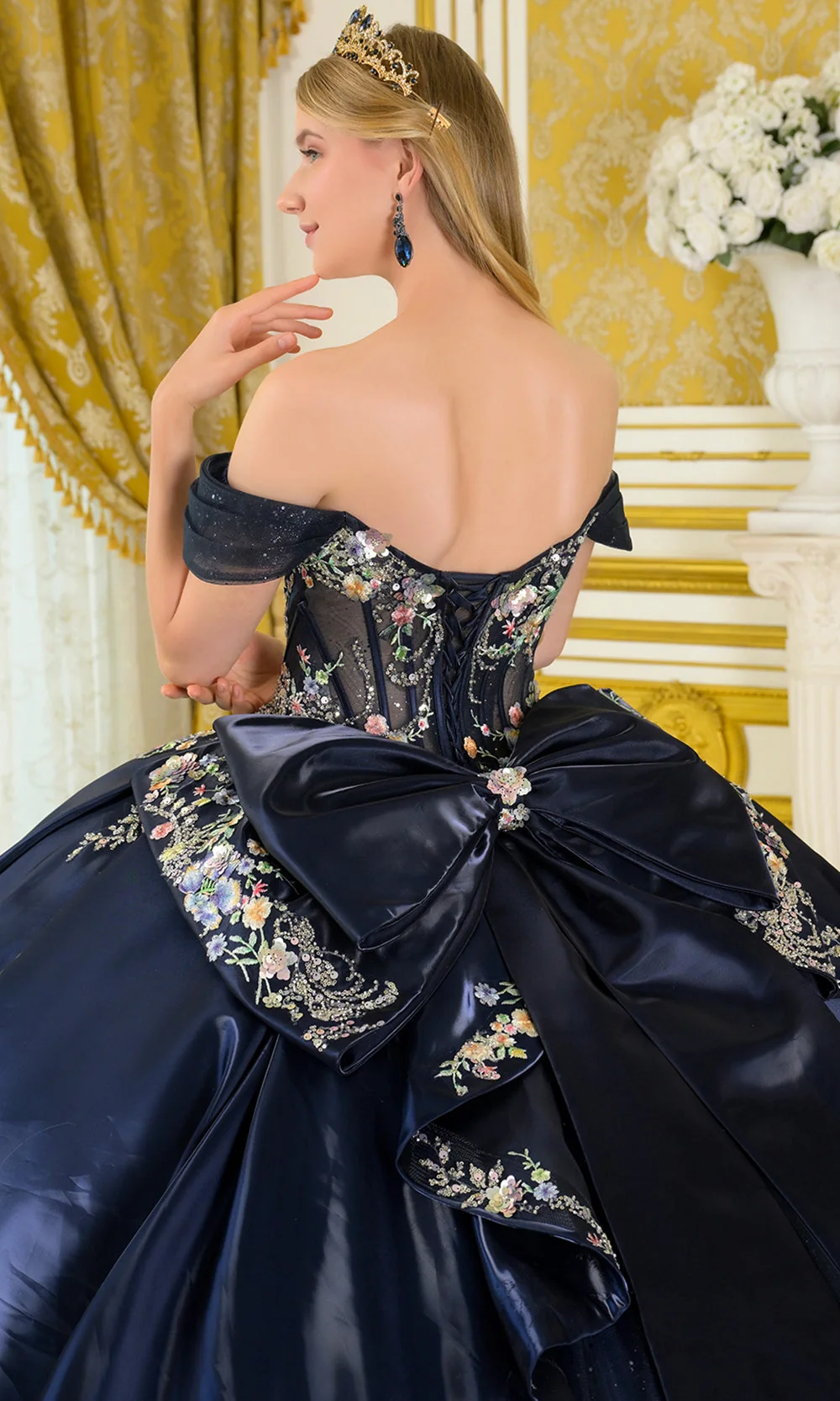 Elizabeth K GL3792 - Off Shoulder Applique Quinceanera Gown - Image 5