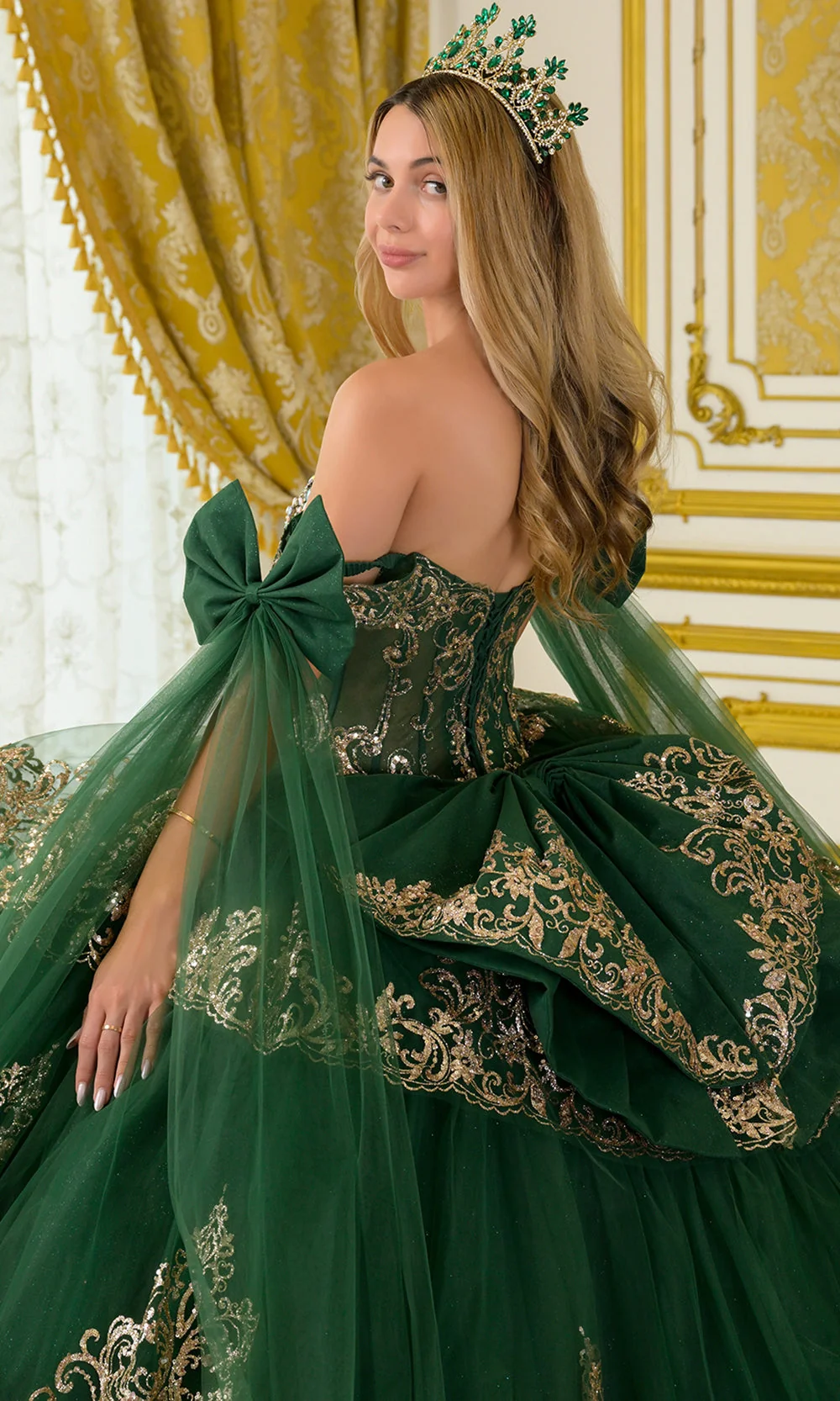 Elizabeth K GL3801 - Illusion Corset Tiered Ruffle Quinceanera Gown - Image 4