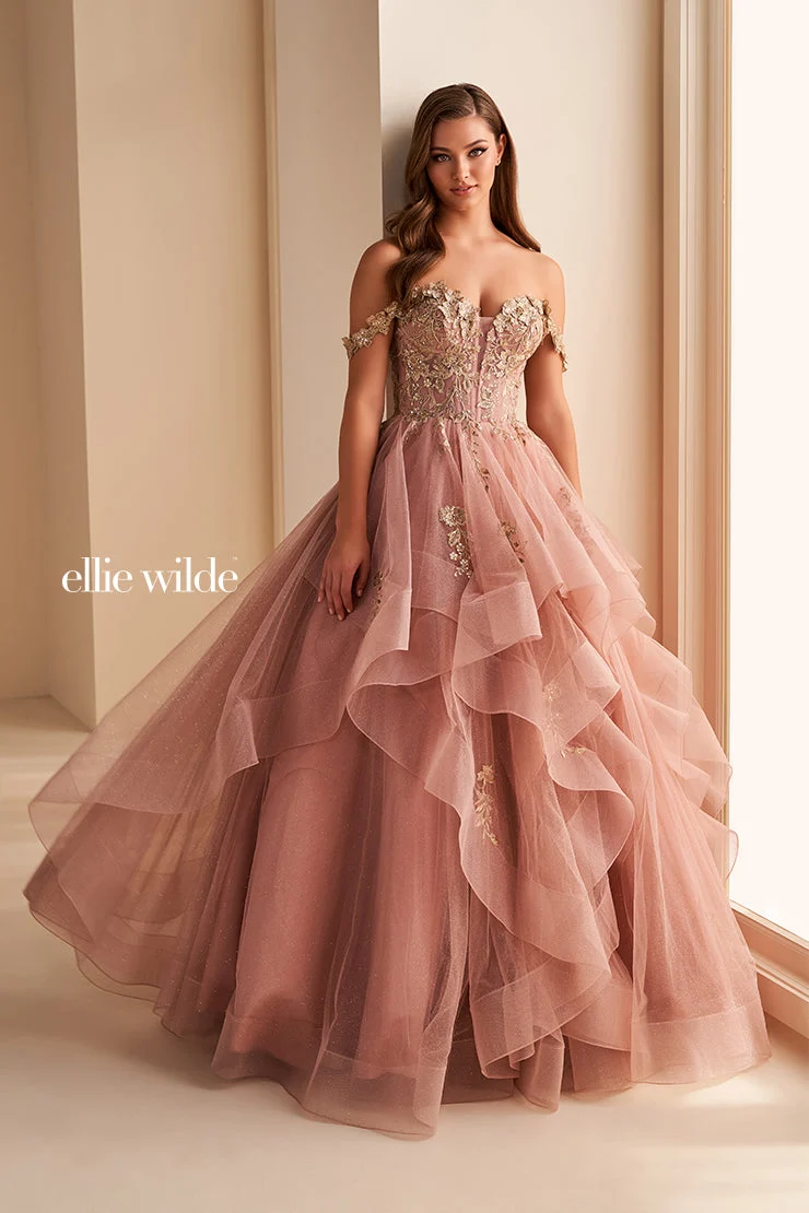 Ellie Wilde EW35084 - Off Shoulder Layered Ballgown - Image 8