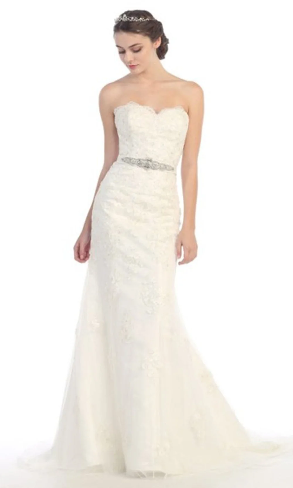 Eureka Fashion 6501 - Scalloped Trim Sweetheart Bridal Gown - Image 2
