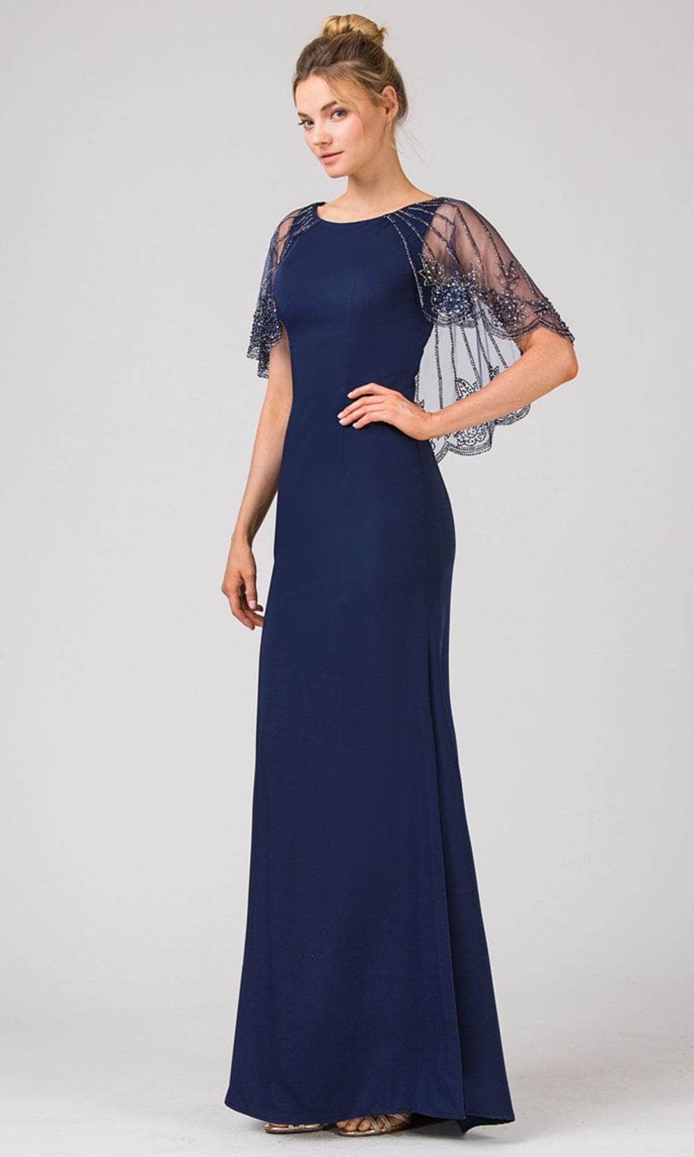 Eureka Fashion 7003 - Sheer Cape Bateau Neck Formal Gown - Image 6