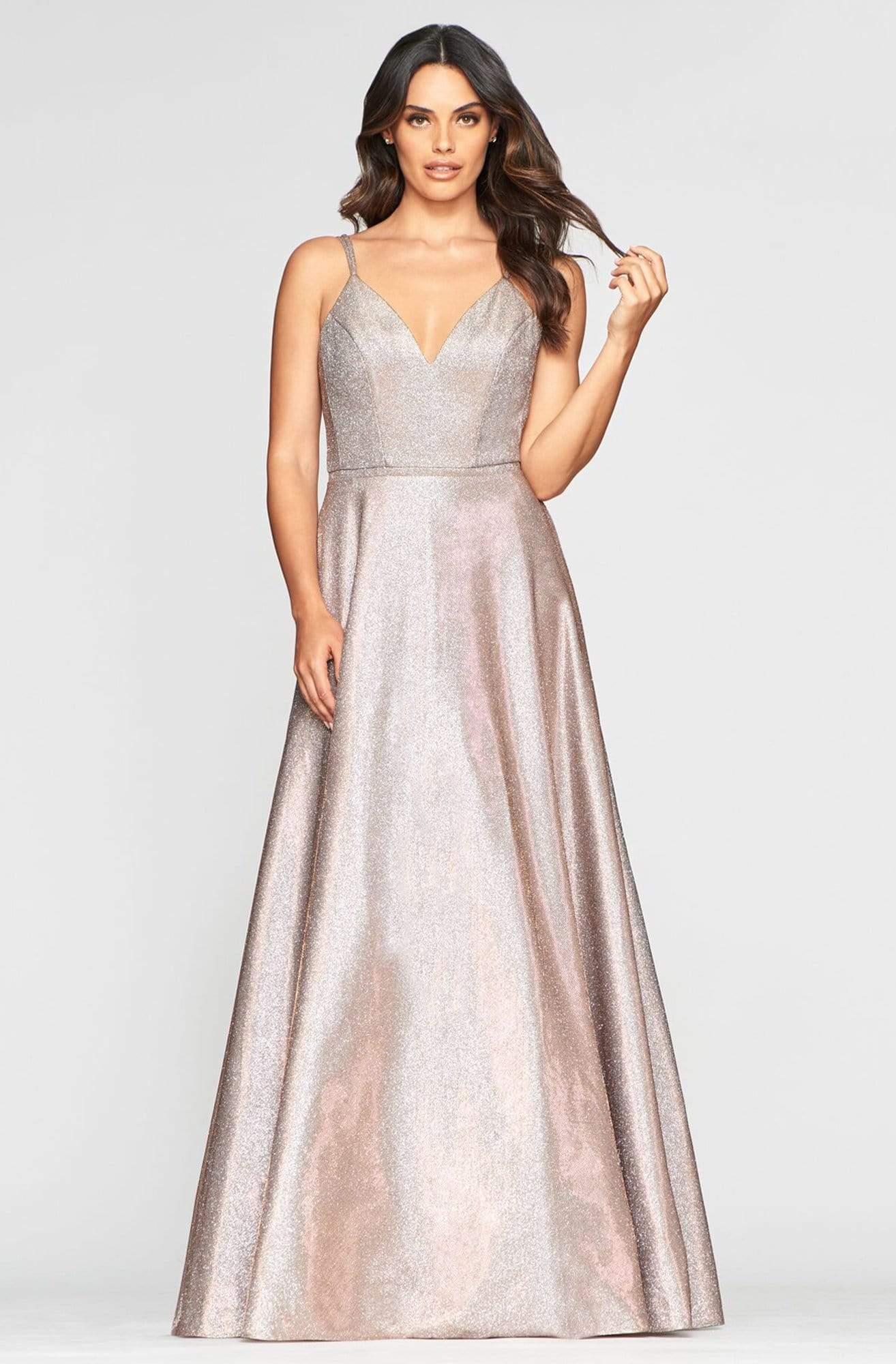 Faviana - S10424 Plunging V-neck A-line Gown