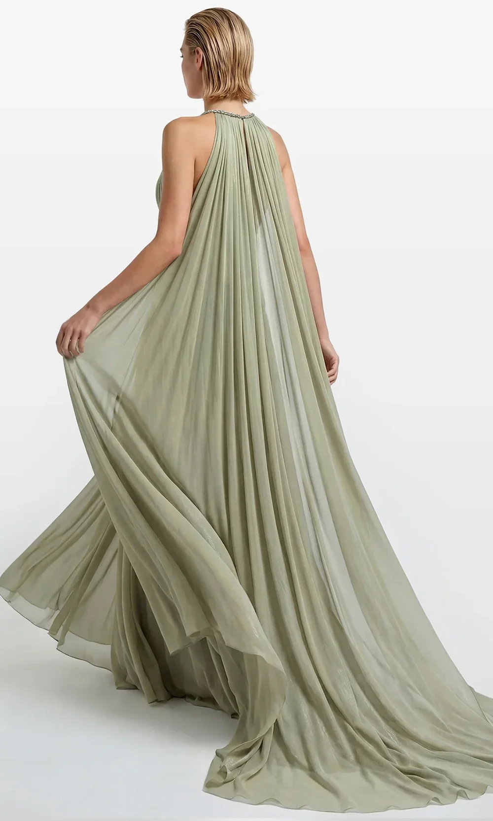 Gatti Nolli Couture OP-7872 - Pleated Bodice Halter A-Line Gown - Image 2
