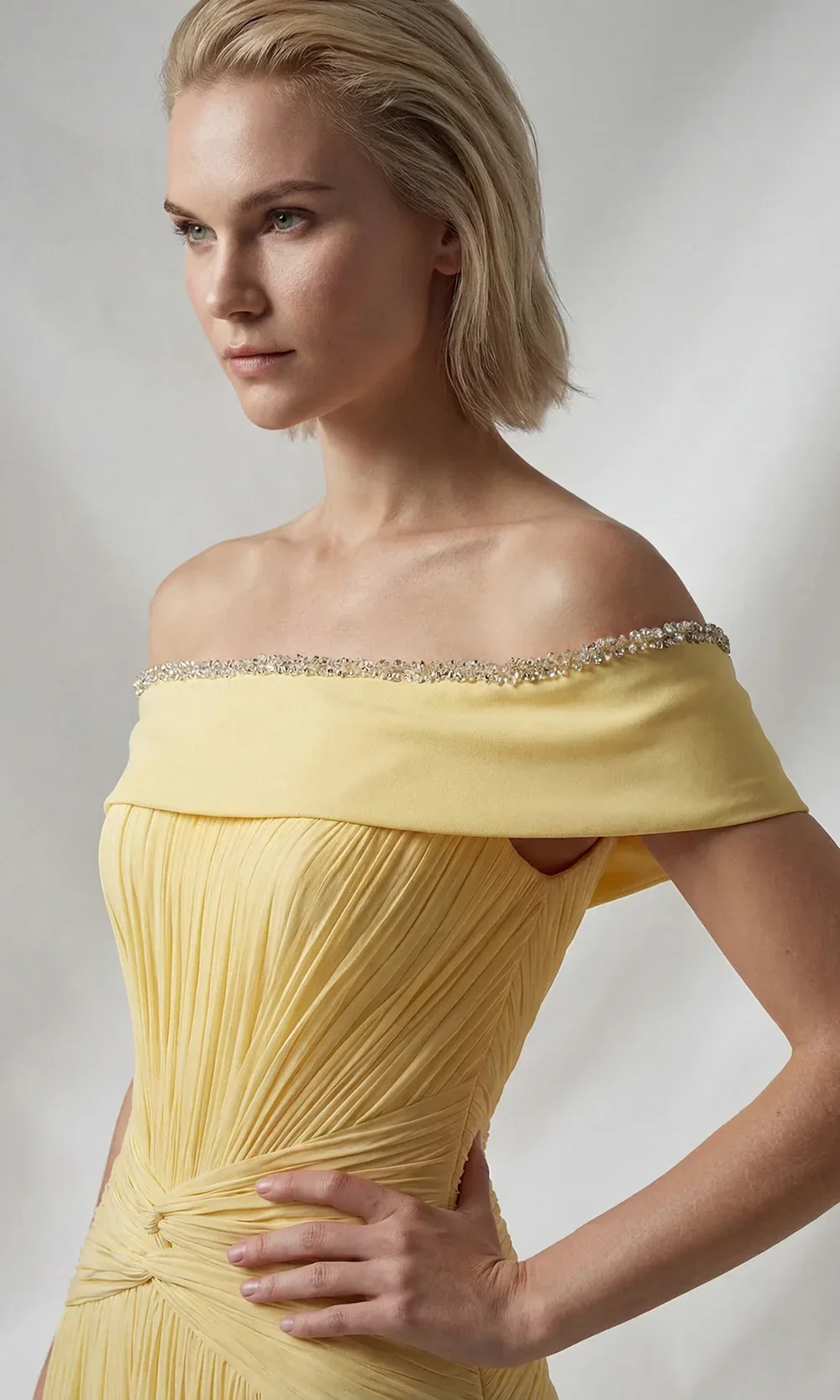 Gatti Nolli Couture OP-7909 - Pleated Chiffon Off Shoulder Gown - Image 4