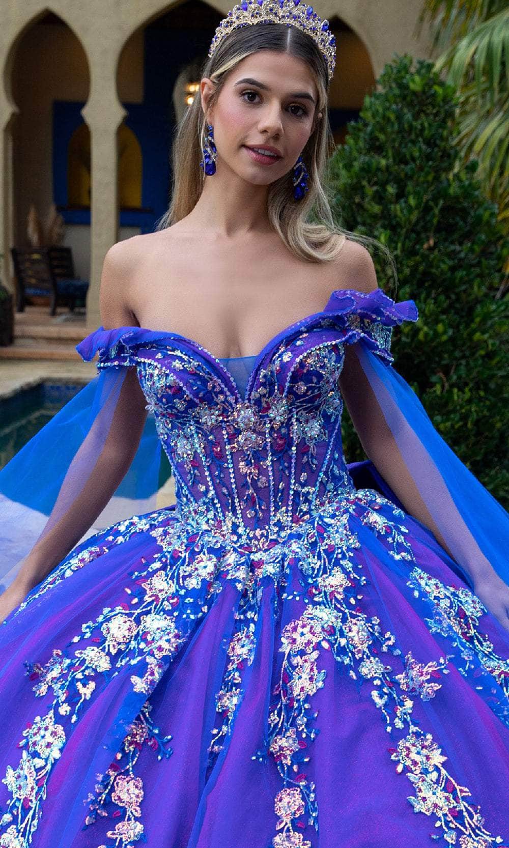 GLS by Gloria GL3518 - Floral Beaded Ballgown - Image 3