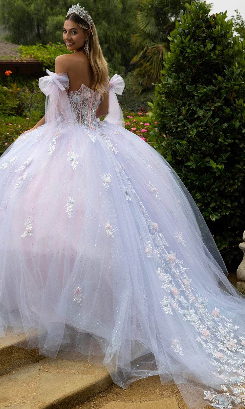 GLS by Gloria GL3570 - Strapless 3D Flower Accent Ballgown - Image 2