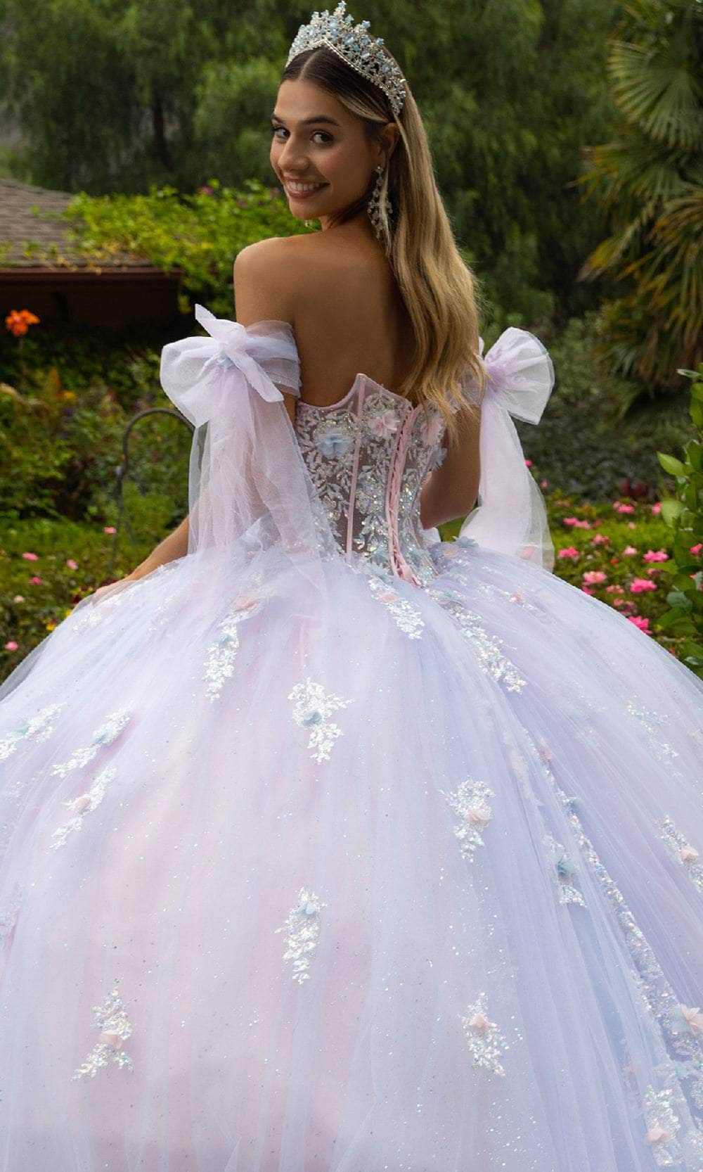 GLS by Gloria GL3570 - Strapless 3D Flower Accent Ballgown - Image 4