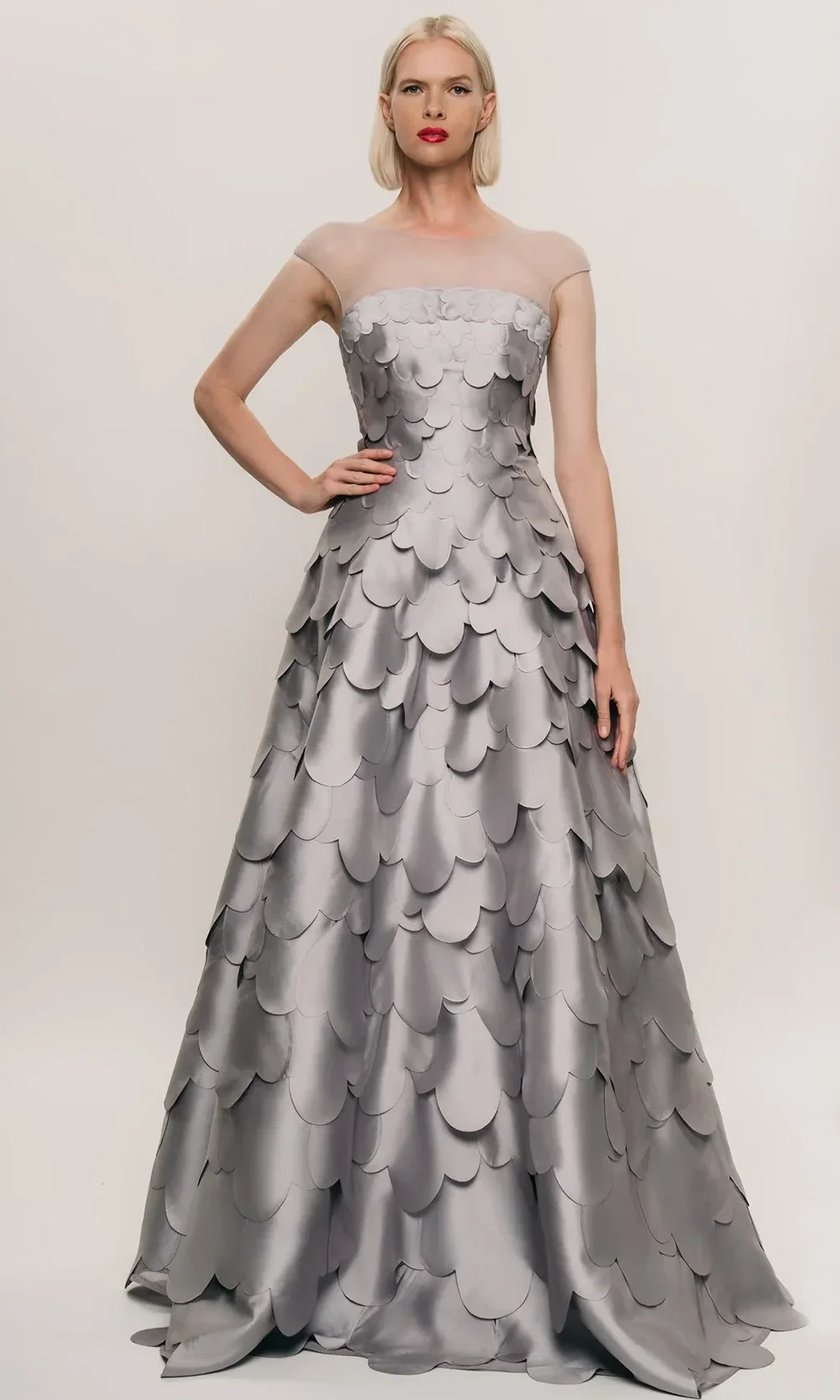 Hynes Park M693 - Illusion Neck Petal Dress - Image 3