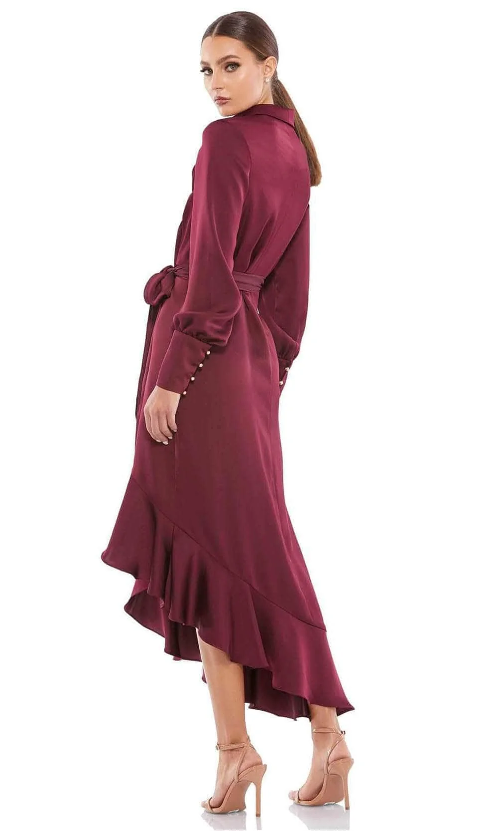 Ieena Duggal 12506 - Bishop Sleeve High-Low Evening Dress - Image 2