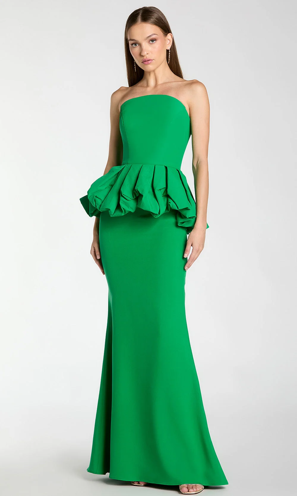 Ieena Duggal 21243 - Straight Neck Trumpet Gown with Peplum