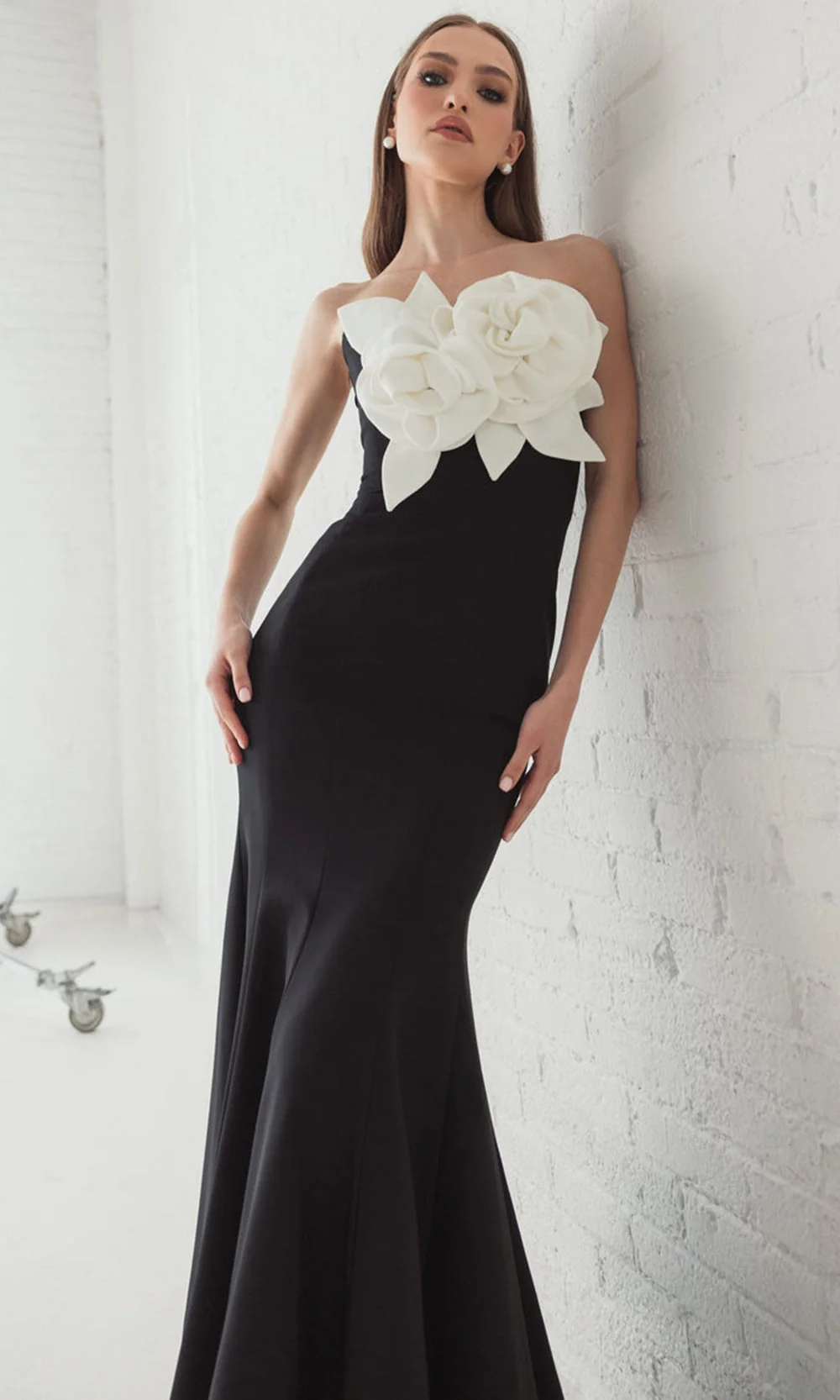 Ieena Duggal 2300 - 3D Floral Detail Straight Neckline Gown - Image 5