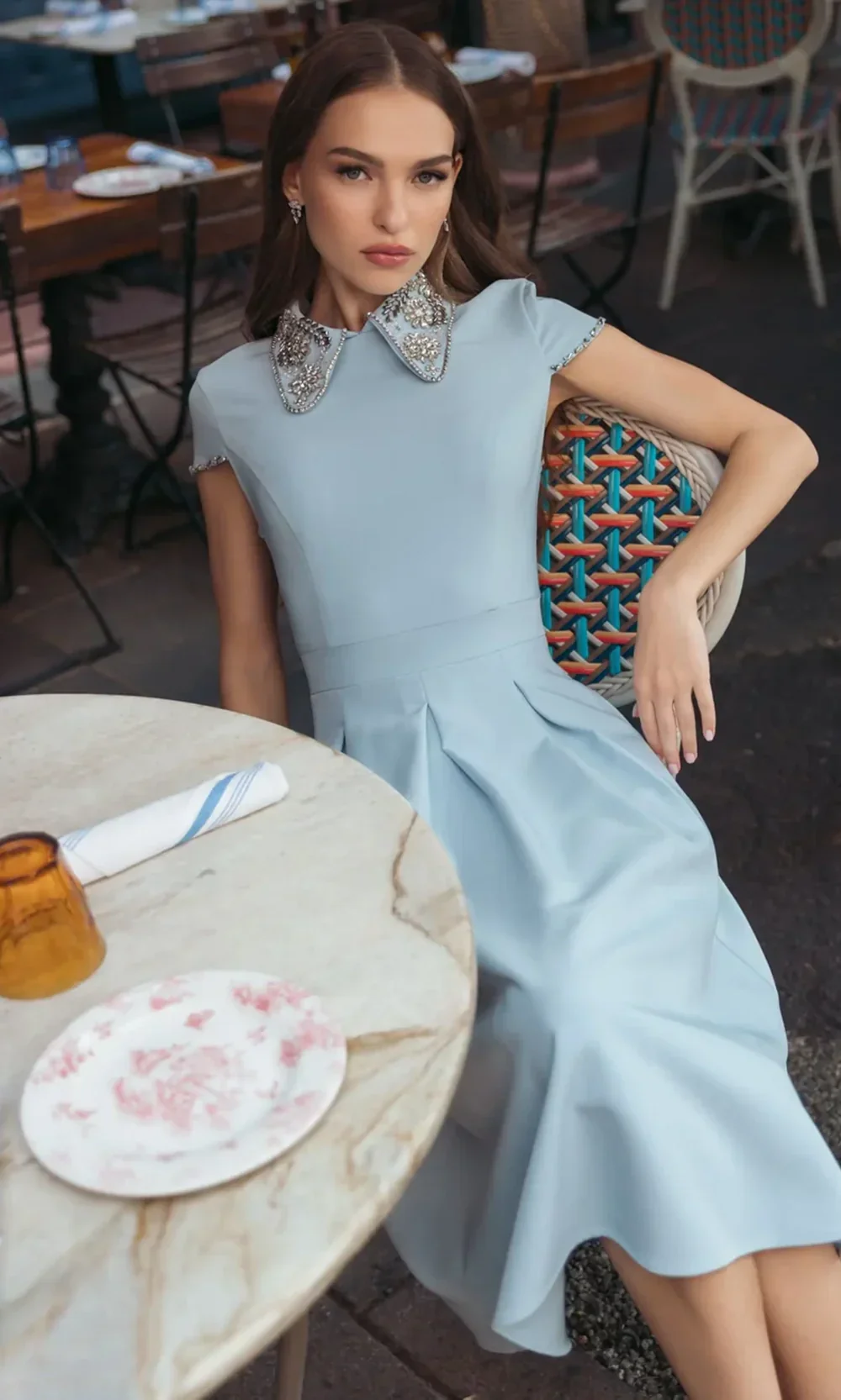 Ieena Duggal 2313 - Cap Sleeve Knee-Length Dress with Beading - Image 5