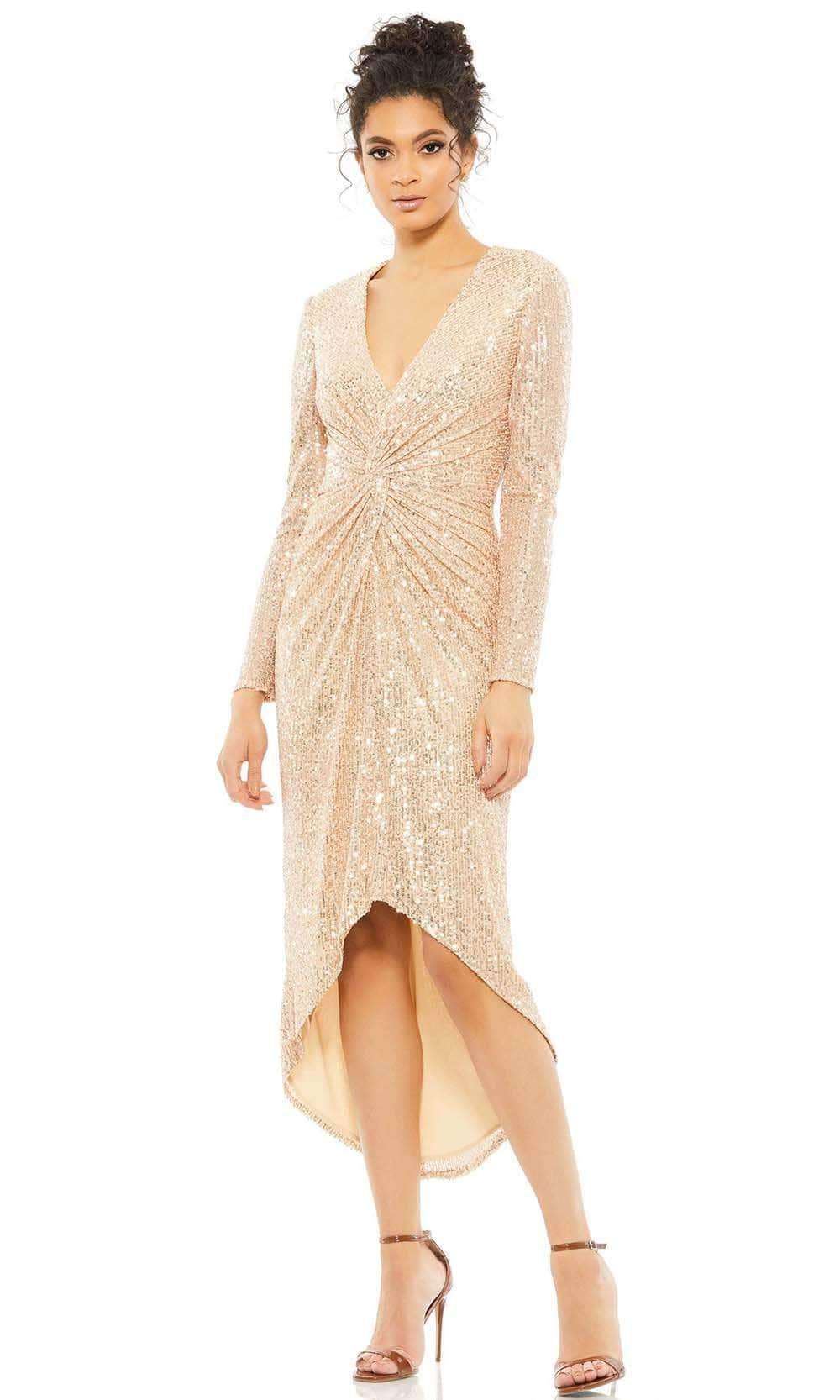 Ieena Duggal 26549I - Long Sleeve V-Neck Cocktail Dress