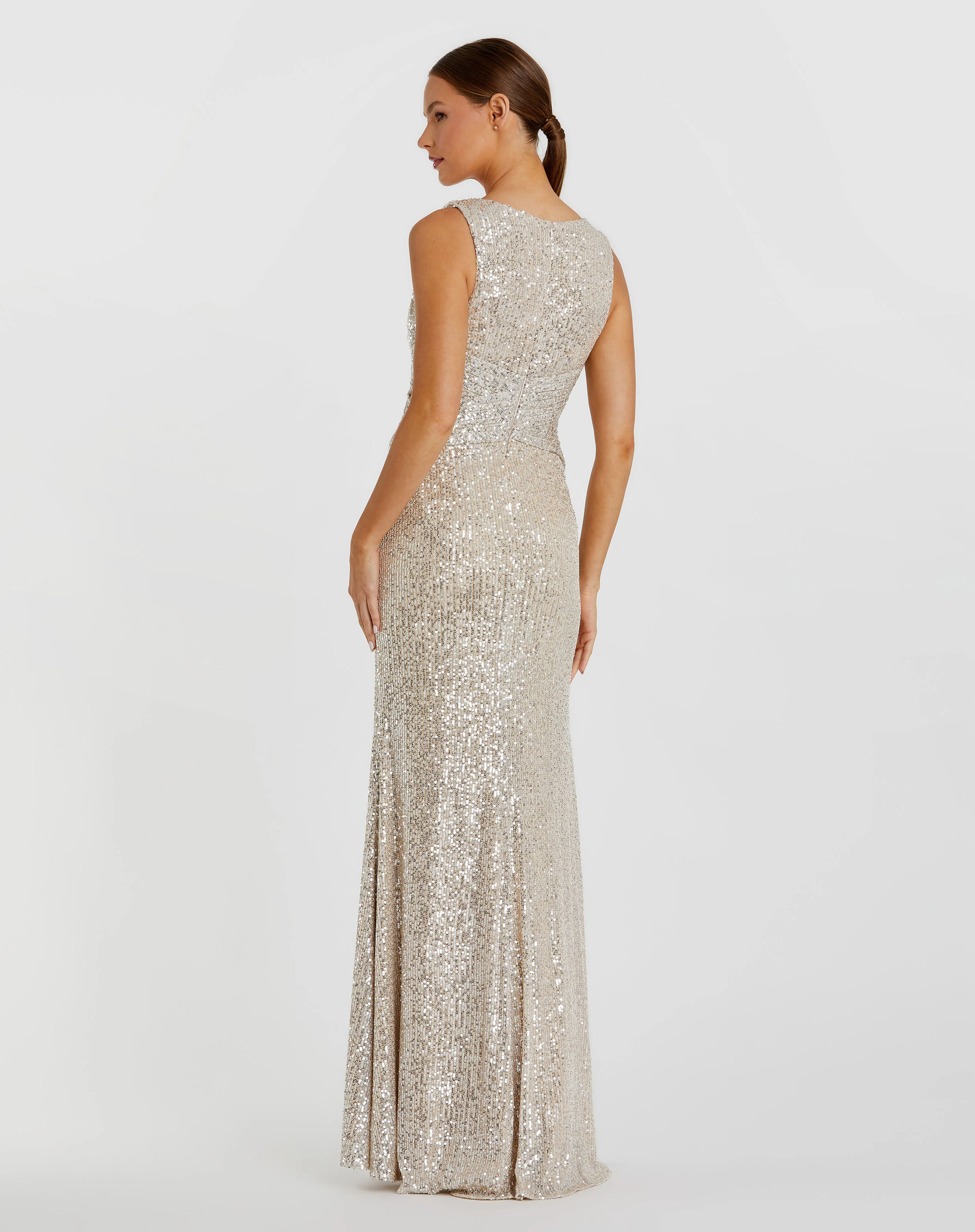 Ieena Duggal 26598I - Plunging V-Neck Sequin Evening Dress - Image 14