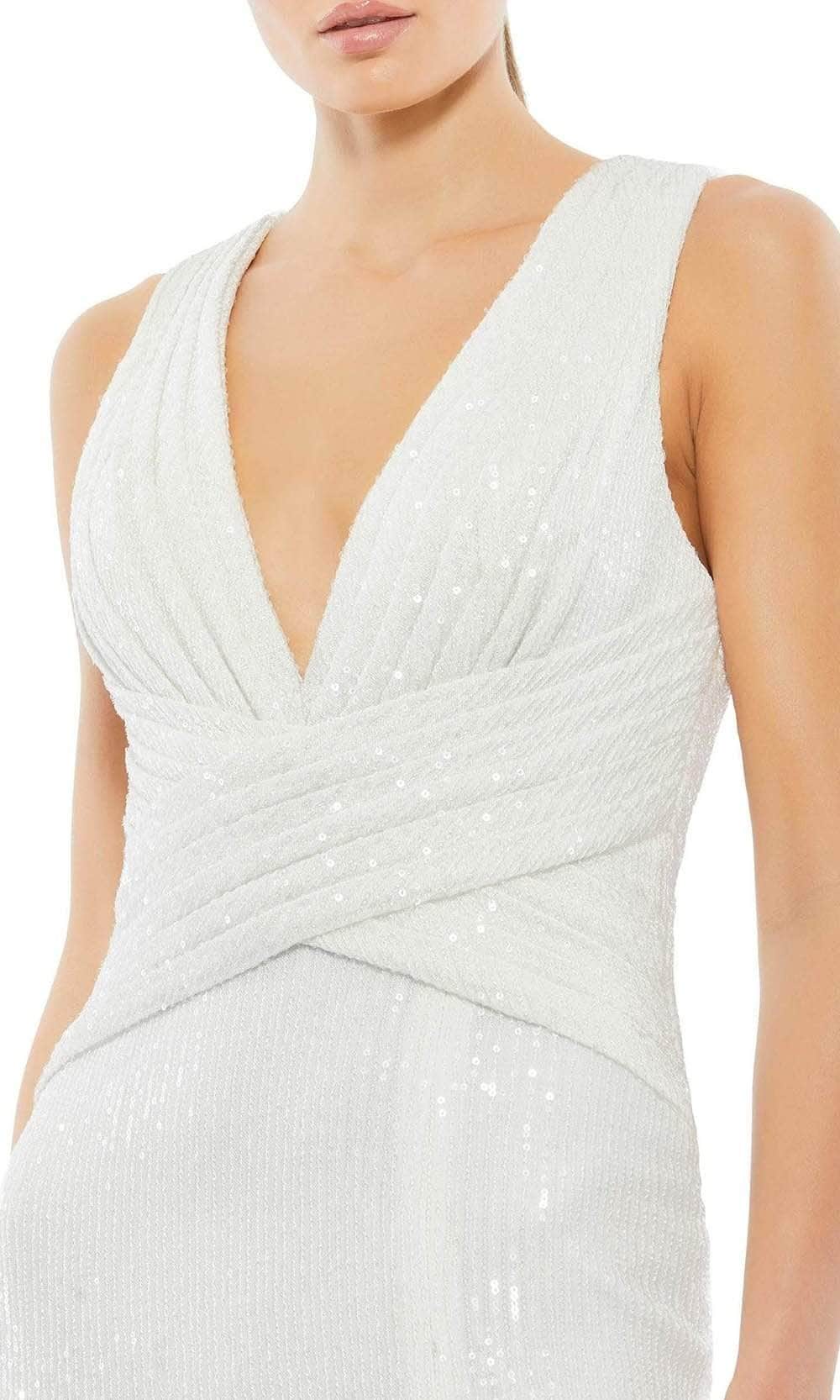 Ieena Duggal 26598I - Plunging V-Neck Sequin Evening Dress - Image 3