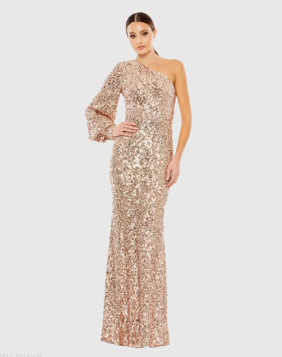 Ieena Duggal 26717 - Asymmetric Neck Evening Dress - Image 8