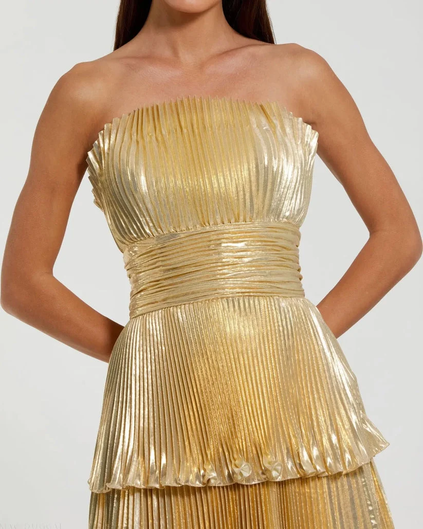Ieena Duggal 49911 - Metallic Charmeuse Strapless Evening Dress - Image 3