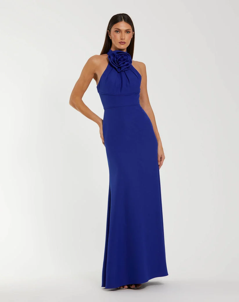 Ieena Duggal 50053 - Sleeveless Racerback Long Gown with Rosette Accent