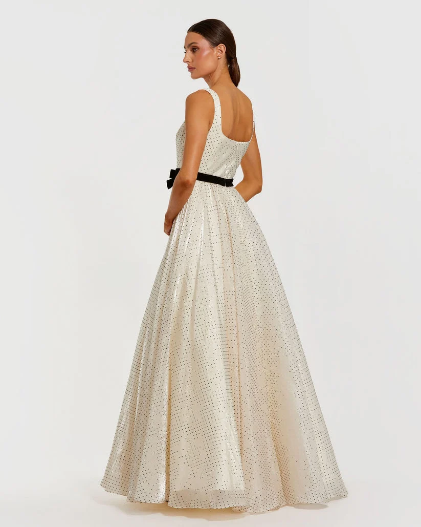 Ieena Duggal 56185 - Sleeveless Square Neck Dress with Polka Dot - Image 2