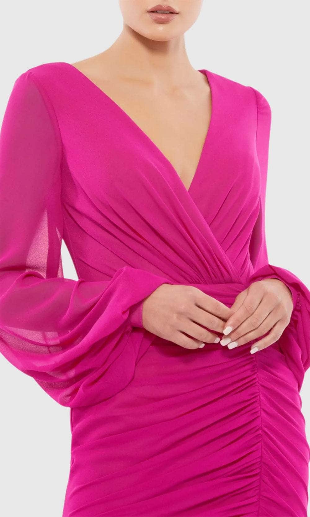 Ieena Duggal A26655 - V-Neck Long Sleeve Cocktail Dress - Image 3