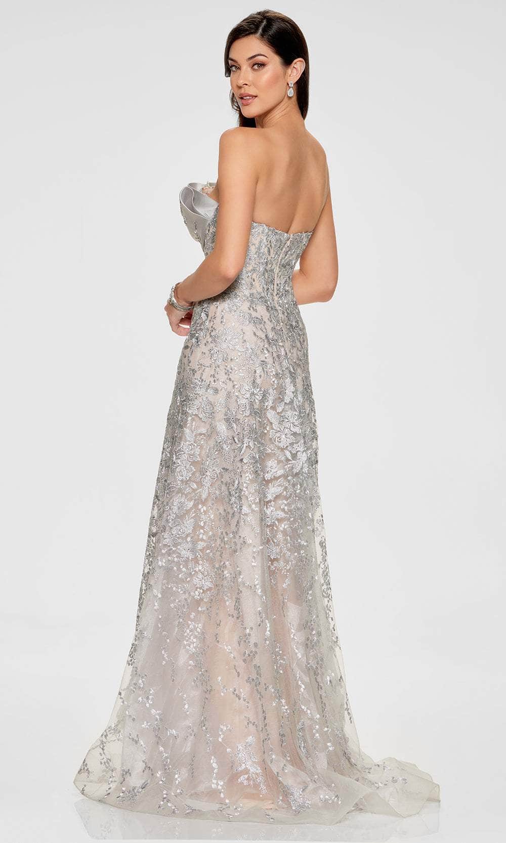 Ivonne D ID804 - Floral Lace A-Line Gown with Pleated Bodice - Image 2