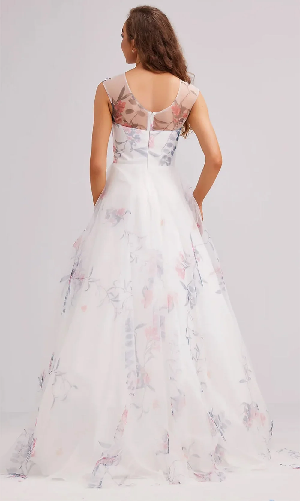J'Adore Dresses J23022 - Floral Printed A-Line Prom Gown - Image 2