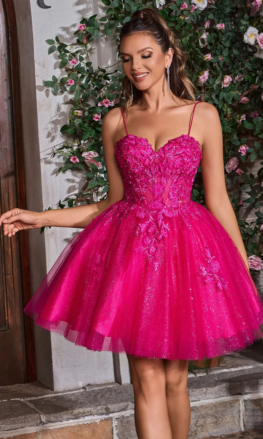 J'Adore Dresses J26077 - Sweetheart Lace Appliqued A-line Dress - Image 3