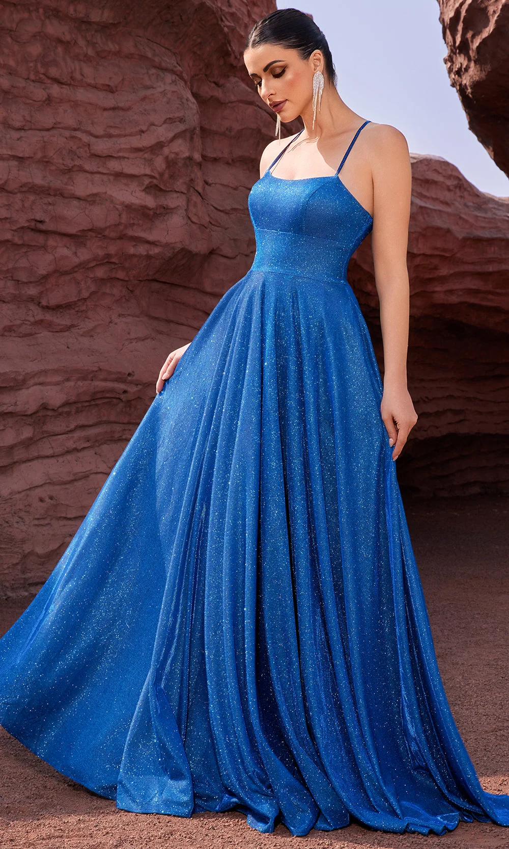 J'Adore Dresses J27041 - Wide Waistband Sleeveless Sparkle Gown - Image 7