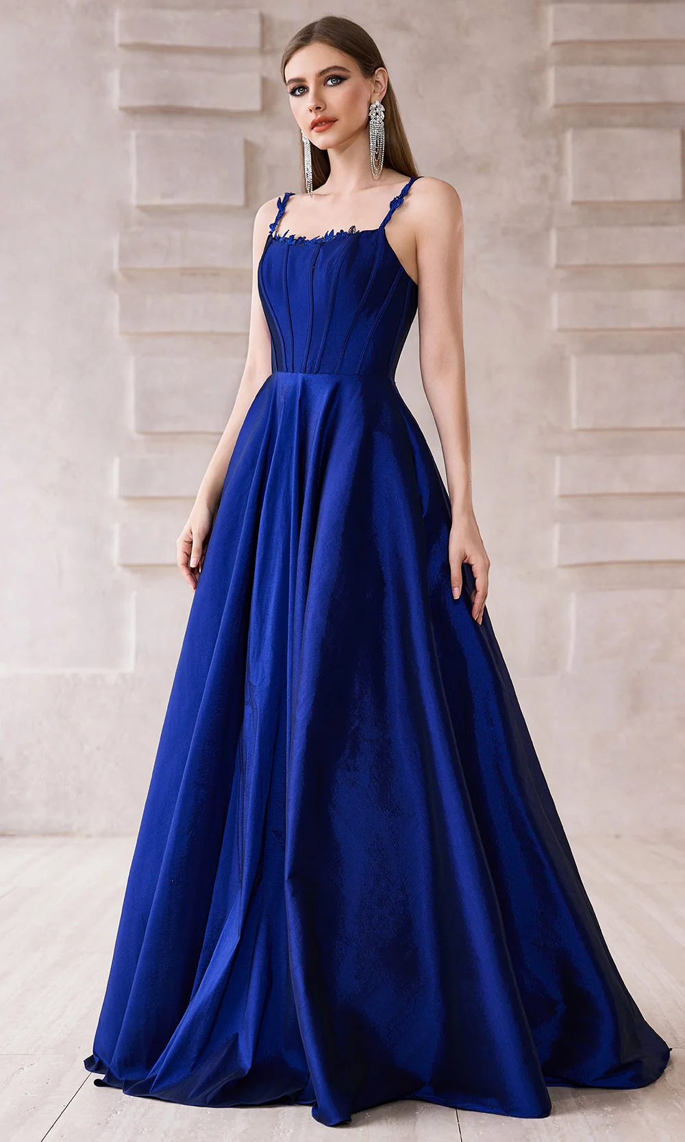 J'Adore Dresses J28002 - Square Neck Evening Gown with Applique - Image 4