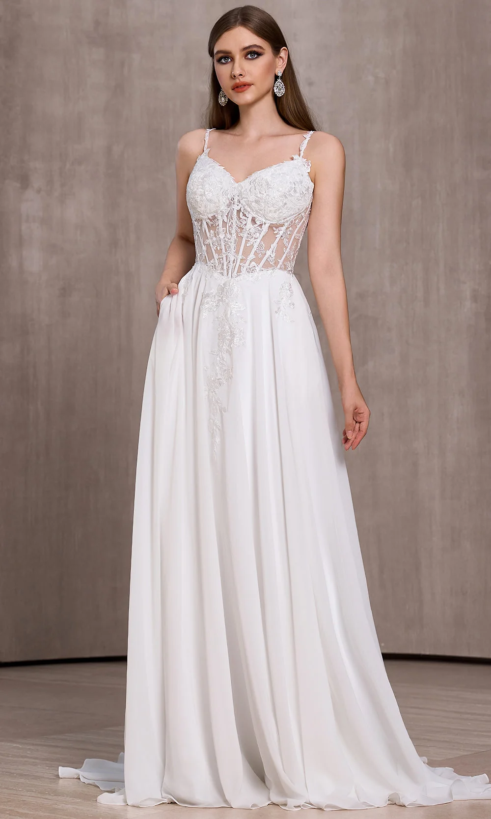 J'Adore Dresses J28041 - Sweetheart Basque Waist Embroidered Gown